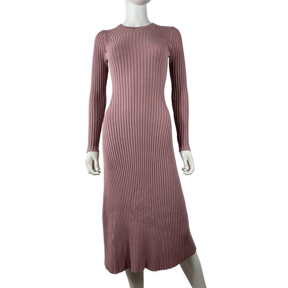 Hatch 'The Eliana' Pink Viscose Rib Sweater Dress Size 0 - Picture 2 of 4